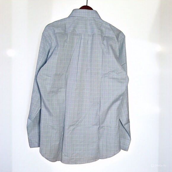 Porro & Porro Custom Tailor Blue Checkered Dress Shirt – 100% Cotton – Tailored - Picture 2 of 8